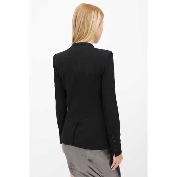 Helmut Lang Black Single Button Collarless Blazer Size 6 2000s Wool Quiet Luxury - Picture 13 of 13